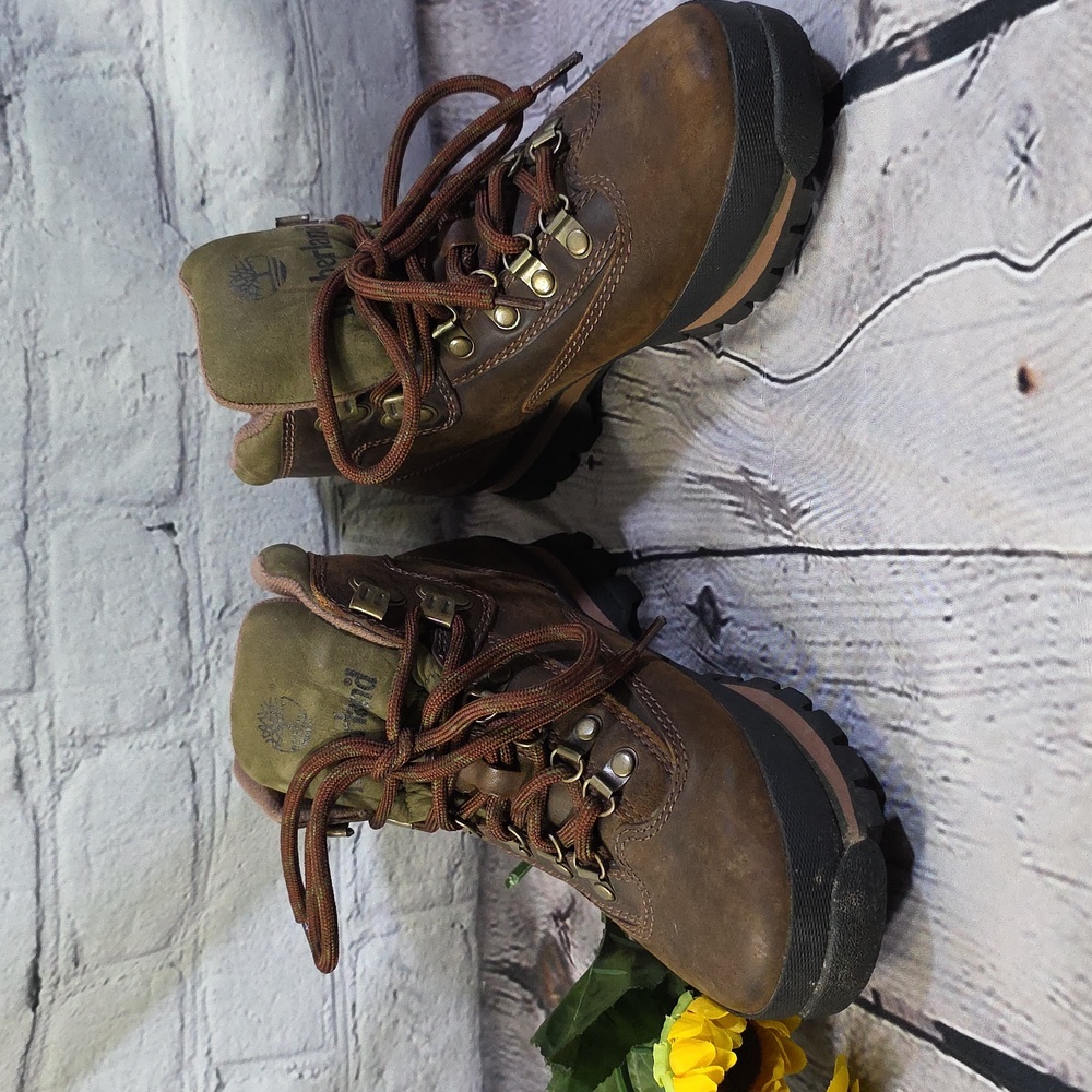 Timberland Euro Hiker Women's Boots Olive and Brown Sz 7 - Picture 6 of 13